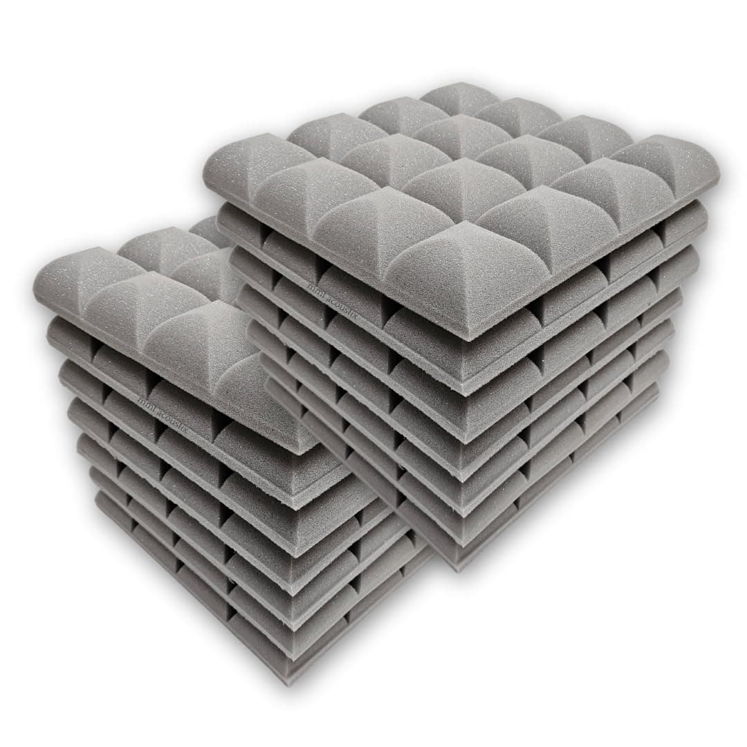 MMT Acoustix® Galaxy Acoustic Foam | Concave Convex Design, Superior Soundproofing & Bass Absorption Acoustic panels| 12x12x2 inch, Stone White, 36Pcs