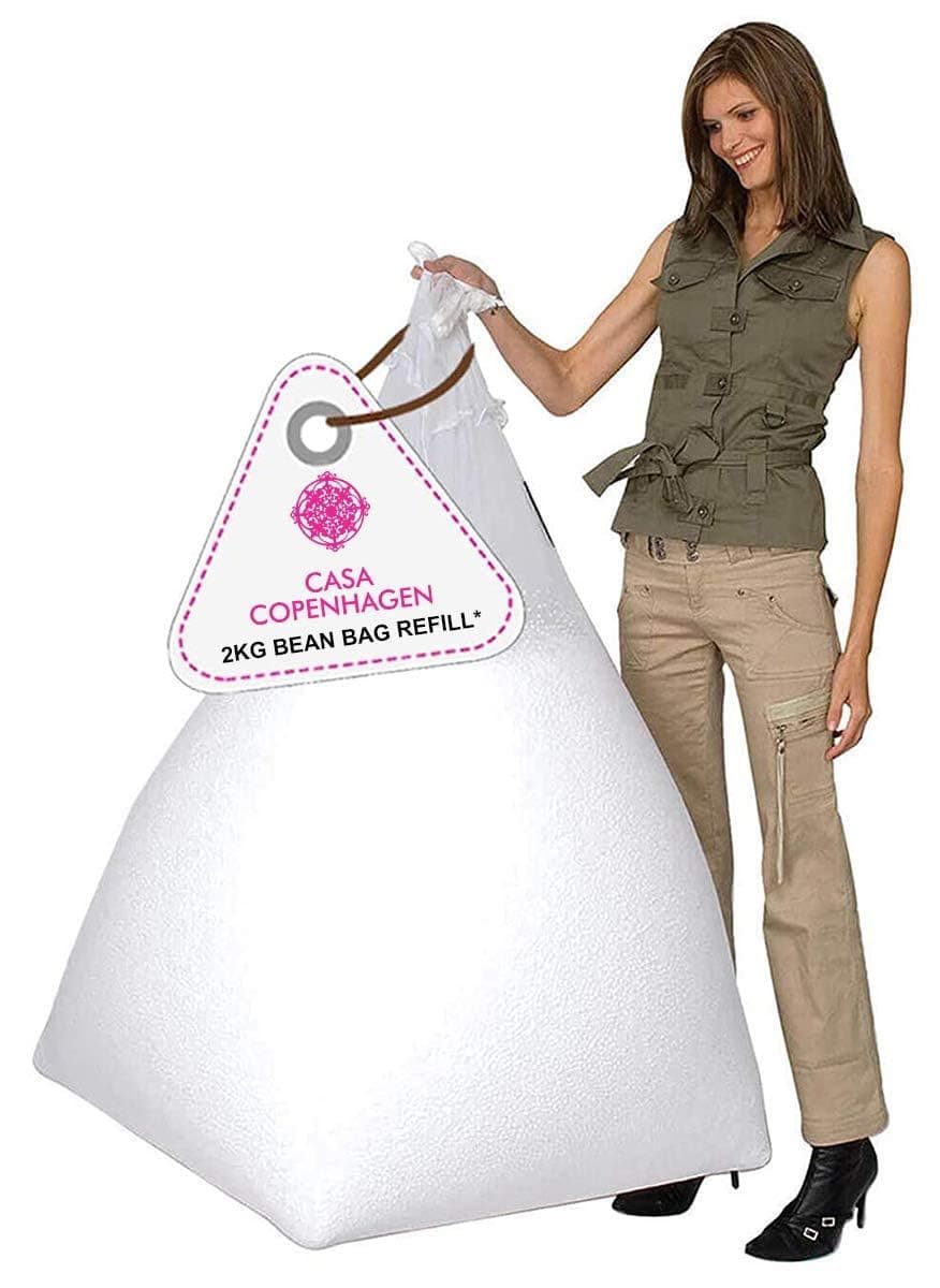 Casa Copenhagen Premium Virgin Grade Thermocol Balls Refill for Pillows, Sofa, Bean Bags, Soft Toys & Beans for Bean Bag Refill 2 Kg - (White)