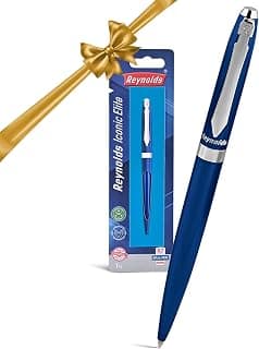 Reynolds Metal Iconic Elite Navy Blue Pen | Premium Twist Pen for Personal & Professional Use | Stylish Gift for Men & Women | Trim Ball Pen for Corporate Gifting | Blue Ink
