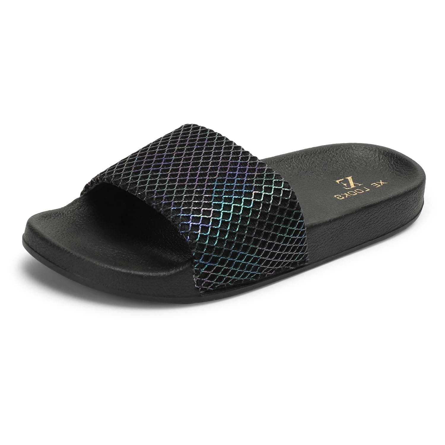XE Looks Women's Shimmer Textured Flip-Flops | Trendy Slip-On Design with Cushioned Sole | Lightweight and Comfortabl Flip-Flops For Girls & Women