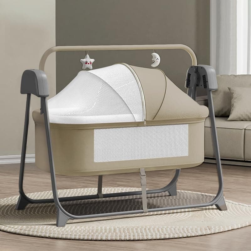 Infantso Premium Electric Baby Cradle Swing - Bluetooth & Remote Control Palna Jhula with Custom Swing Time, Adjustable 5-Speeds, Automatic Swing Cradle for 0-12 Months, Soft Mattress