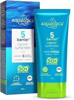 Aqualogica 5 Barrier+ Repair Sunscreen with Avocado & 5 Essential Ceramides | SPF 50 PA++++ | UVA/B & Blue Light Broad Spectrum Protection | Strengthens Skin Barrier | 24 Hr Moisturization | Fragrance Free | 80 g