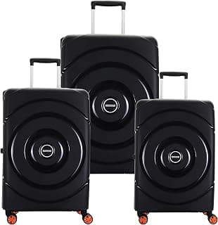 American Tourister Polycarbonate Set of 3(55+68+77) cm Cabin and Check in Hardside Suitcase with Xtrasecure 3-Point Locking System & Double Spinner 8 Wheels Trolley Bag for Travel (Black)