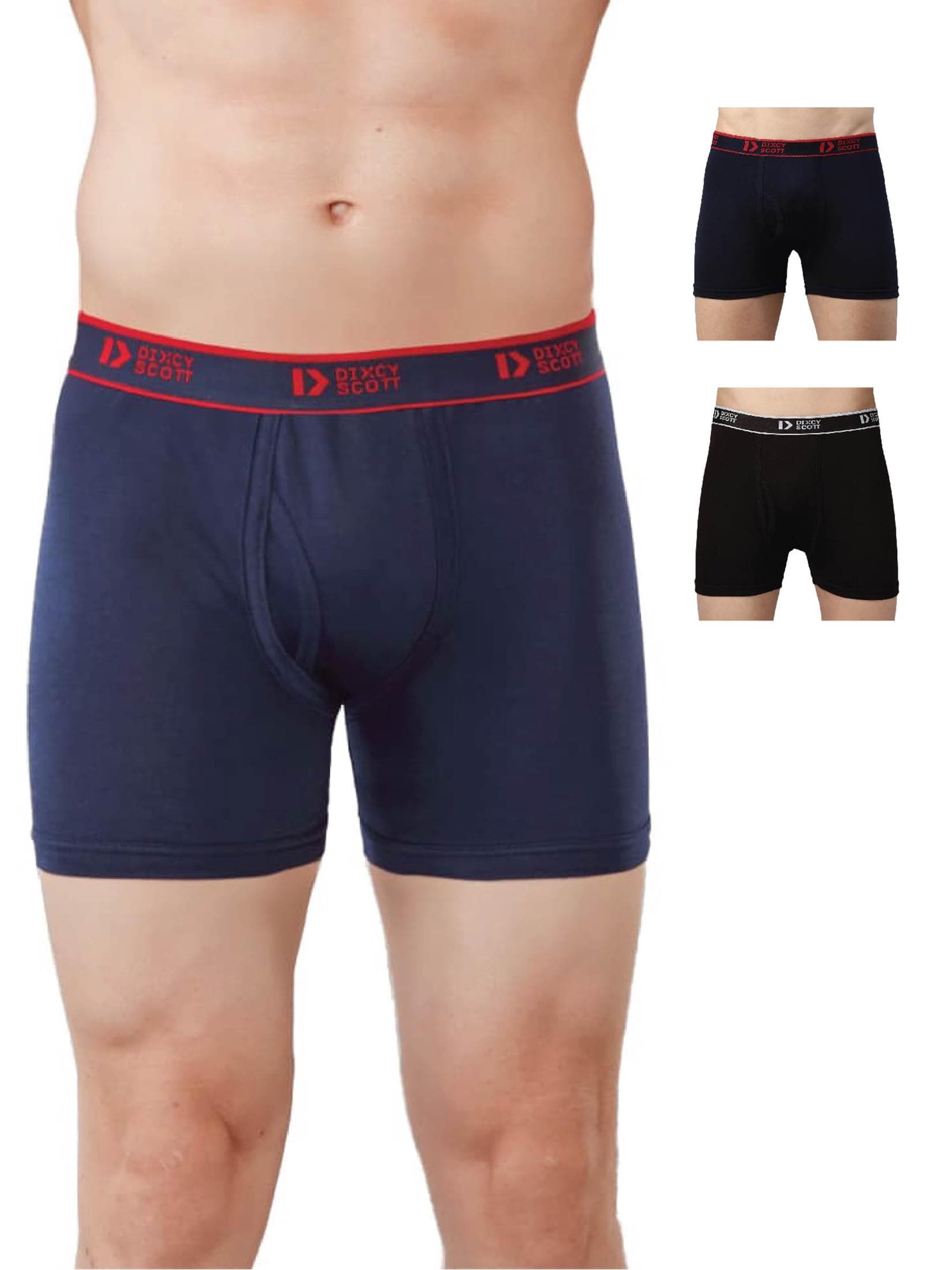 Dixcy Scott Cross Trunk | Long Leg Trunks for Men | 100% Combed Cotton | Soft, Sweat-Absorbent Waistband | C-Open Front Men's Underwear | Self-Hem Leg Grip Innerwear for Man | Pack of 3