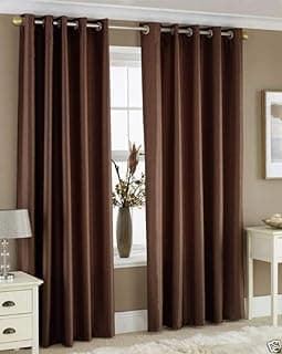 Homefab India Royal Silky Grommet Door Curtain - 7 feet, Coffee - 2 Piece