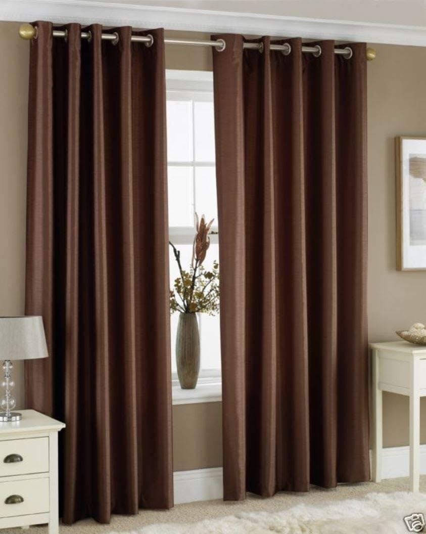 HFI Royal Silky Grommet Long Door Curtain - 8 feet, Coffee - 1 Piece