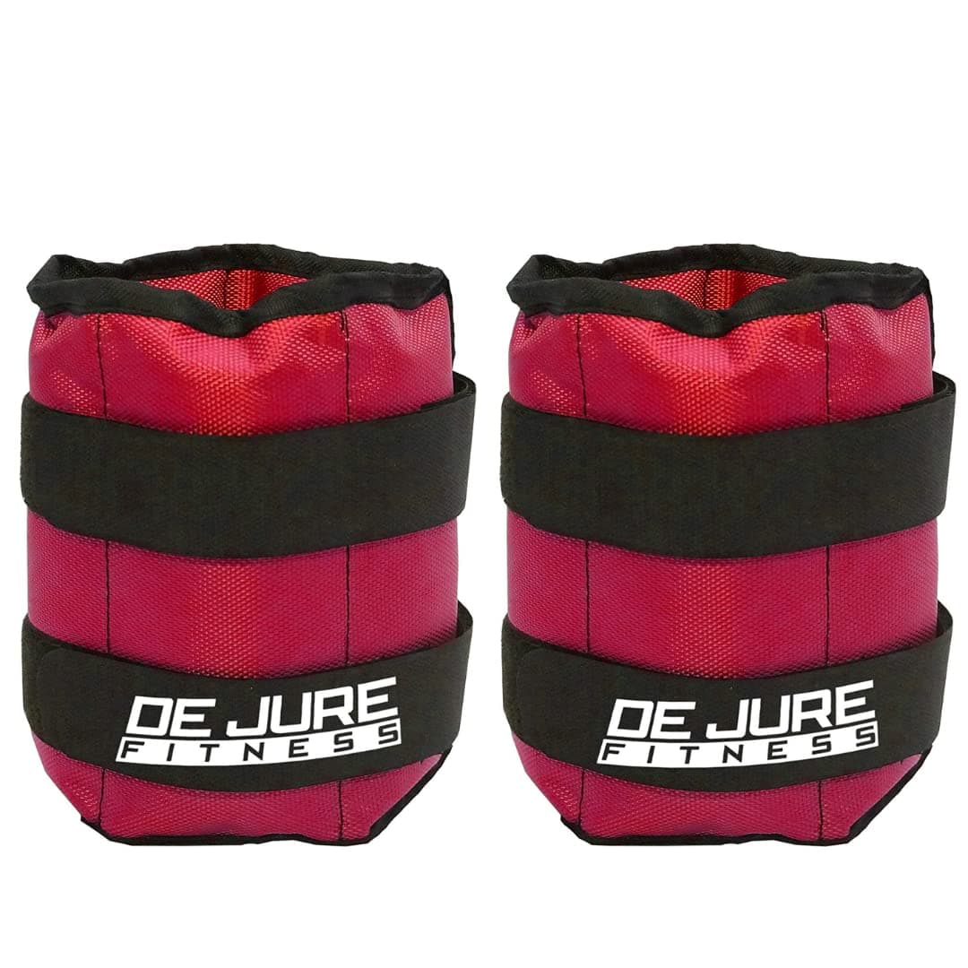 DE JURE FITNESS Ankle & Wrist Weight Set, Adjustable Strap, 1.5KG Pair (1.5Kg x 2 = 3kg) (E) Red