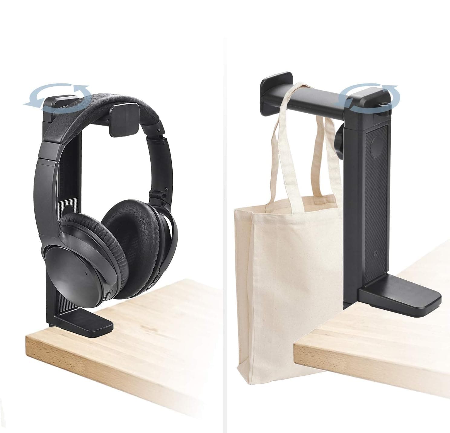OIVO INDIA Adjustable Headphone Stand & Hanger, 2-in-1 Desk Clamp Headset Holder with 360° Rotating Swivel, Height Adjustable Headphone Mount with Cable Clip & Anti-Slip Pads