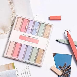 ARJ 6 Pcs Aesthetic Cute Bible Highlighters | Set of 6 Pens | Chisel Tip Fine Grip Marker | Chic Modern Minimal Pastel Tip, Multicolor