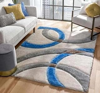 Modern Handwoven Shaggy Carpet for Living Room | Bedroom | Hall | Area Rug with Non Slip Backing for Home Decor | Gray Blue | 10' x 12' (Rectangular)