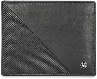 United Colors of Benetton Men RFID Protected Dragley Passcase Wallet - Black, No. of Card Slot: 12 | Debossed Passcase Wallet with Side Closure | Leather