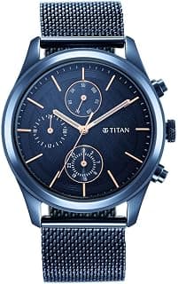 Titan Titan Neo Splash Sartorial Quartz Multifunction Midnight Blue Dial Metallic Blue Strap Watch for Men - NT1805QM02