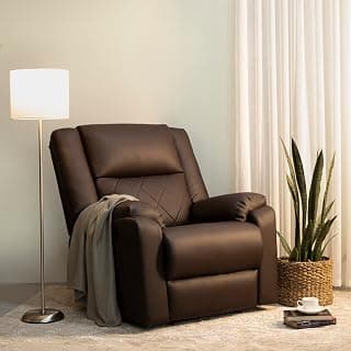 Wakefit Recliner | 1 Year Warranty | Leatherette Fabric Manual Recliner Sofa 1 Seater | Recliner Chair | Empress - Dark Fanatsy, Brown