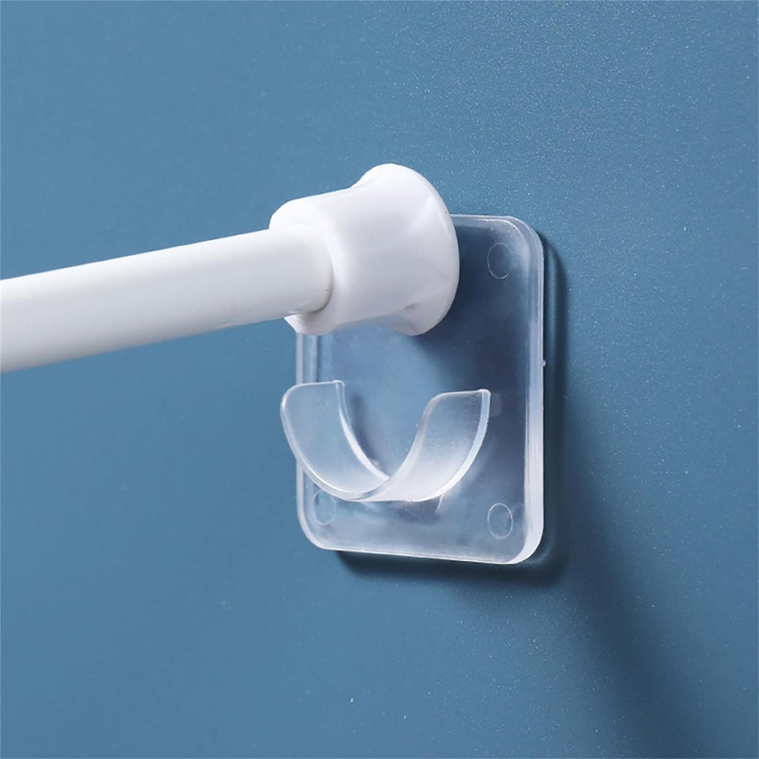 QARB No Drill Curtain Rod Brackets No Drilling Self Adhesive Curtain Rod Holder Hooks Nail Free Adjustable Curtain Rod Hooks Curtain Hangers for Bathroom Kitchen Home Bathroom and Hotel (10PCS)