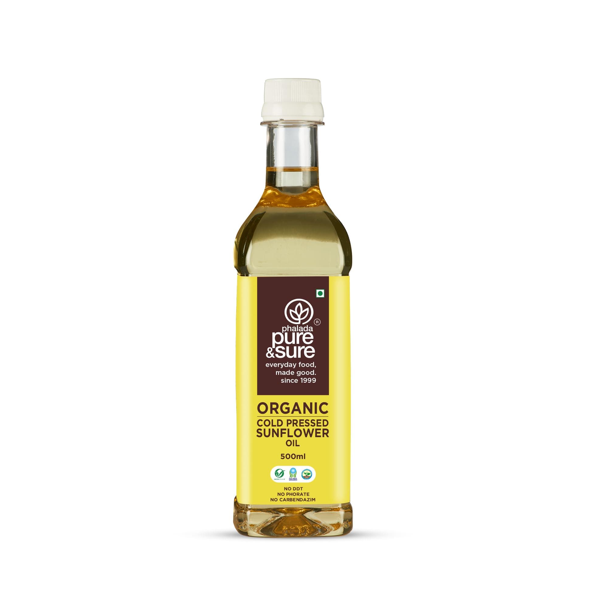 Phalada Pure & Sure Pure & Sure Organic Sunflower Oil | Sunflower Oil for Cooking | High in Antioxidants, Delicious & Healthy Sunflower Cooking Oil (500 ml)