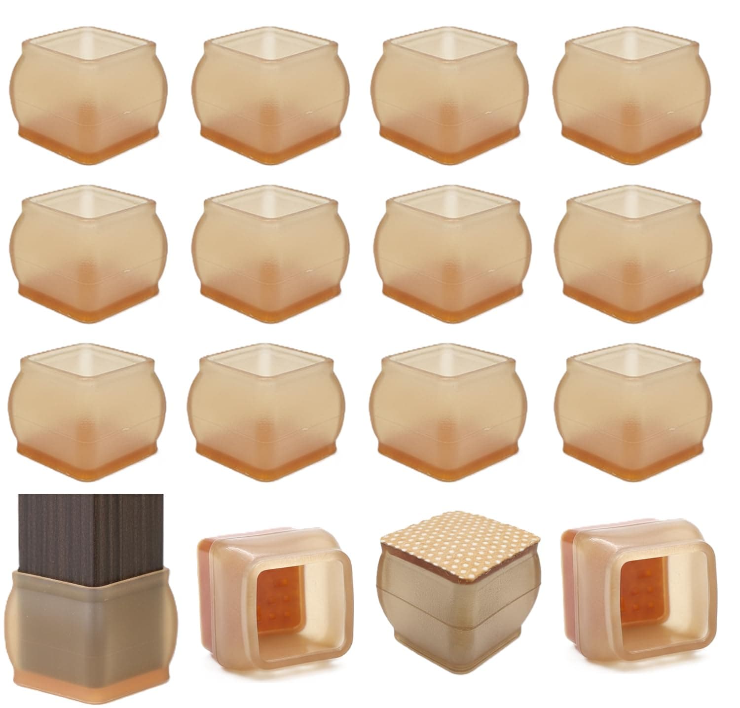 INOVERA (LABEL) 24 Pieces Silicone Chair Leg Protectors - Round Furniture Pads for Table, Stool Legs Cap Cover (Transparent)