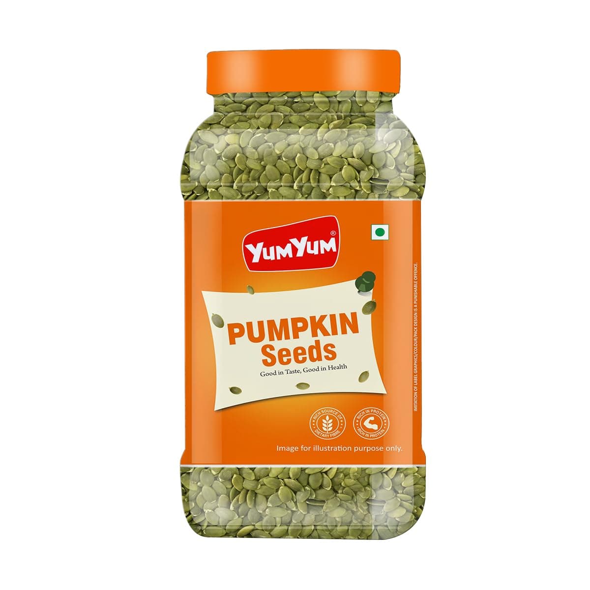 Yum Yum 1kg Pumpkin Seeds,ich in Protein, Dietary Fibre, Magnesium & Phosphorus, Raw & Unroasted Pumpkin Seeds, Source of Iron & Zinc, Handpicked Seeds, Resealable Pack