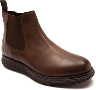 Thomas Crick Men’s Genuine Leather Chelsea Boots – Lightweight Sporty EVA Sole with Ortho Comfort Footbed, Slip-On Elastic Side Panels & Modern All-Day Traction