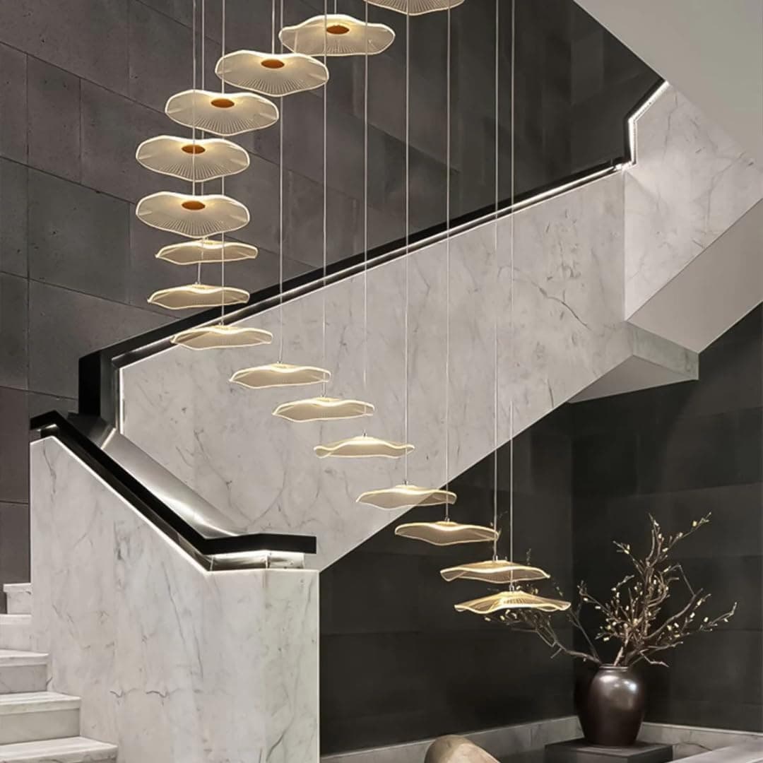 Harold Electricals Jelly Fish Acrylic Chandelier, French Gold Hanging Pendant Lights for Living Room, Bedroom & Hall (Spiral, Sixteen Pendants)