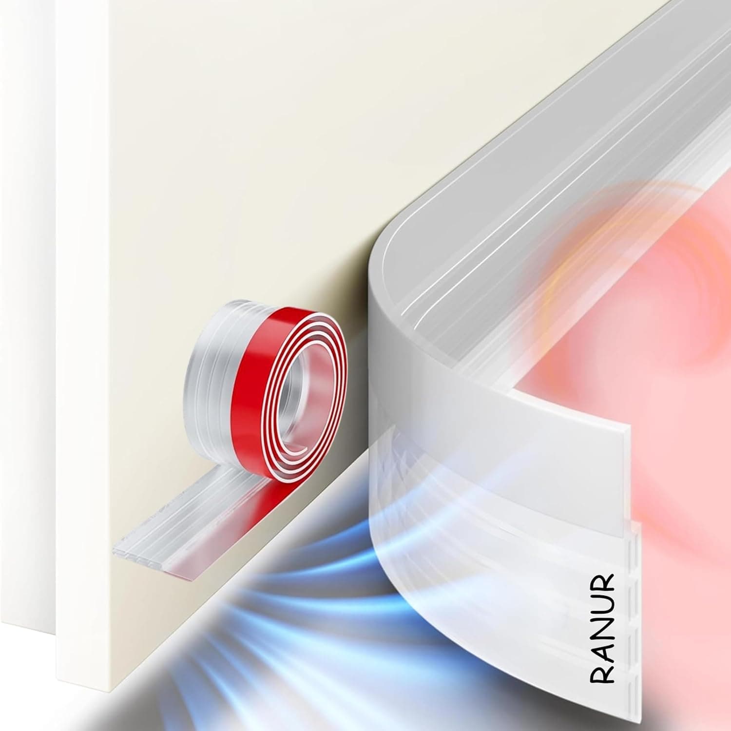 RANUR Silicone Self Adhesive Door Bottom Sealing Strip Guard for Home Door Protector for Home from Dust, Insects, Waterproof, Soundproof Door Seal, Door Air Blocker (1 Meter, Transparent)