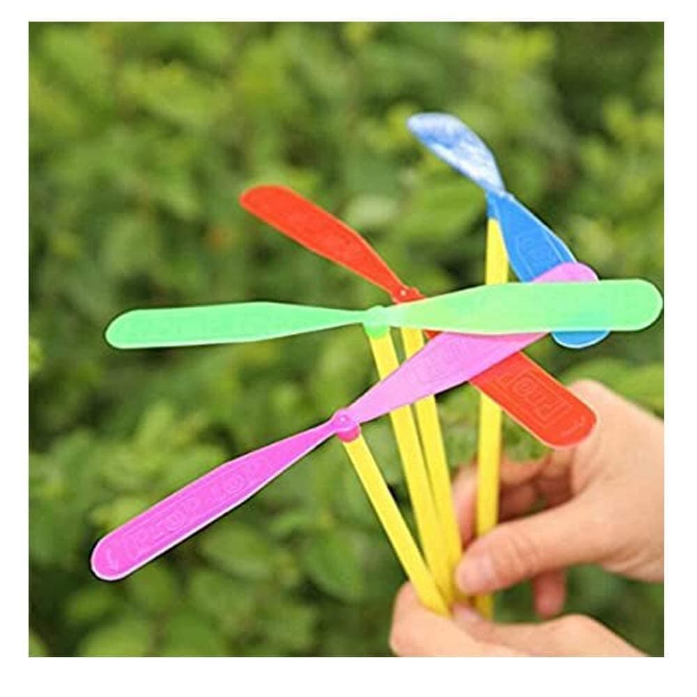 Rock World Bamboo Dragonfly Flying Toy, Colourful Propeller Copter, Kids Outdoor Game Fly Copter Toys for Kids, Flying Toys Colors, Outdoor Toys for Boys & Girls, Pack of 12 pcs