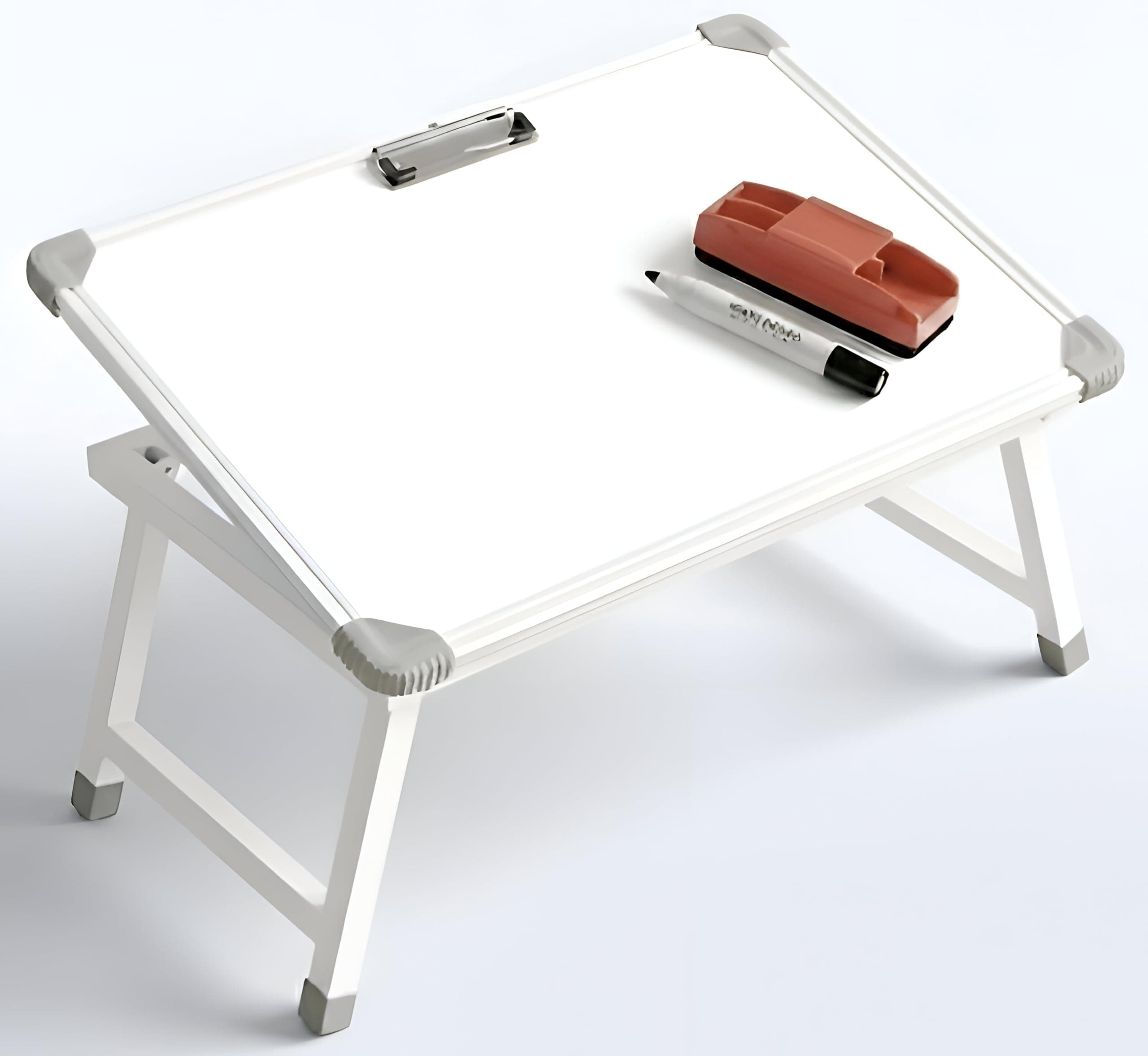 YAJNAS Multipurpose Portable Whiteboard Study Laptop Table | Portable Desk & Lap Bed Table with Height Adjustable for Kids, Home, Office Presentation,Etc, with 1 Marker 1 Duster (White Board)