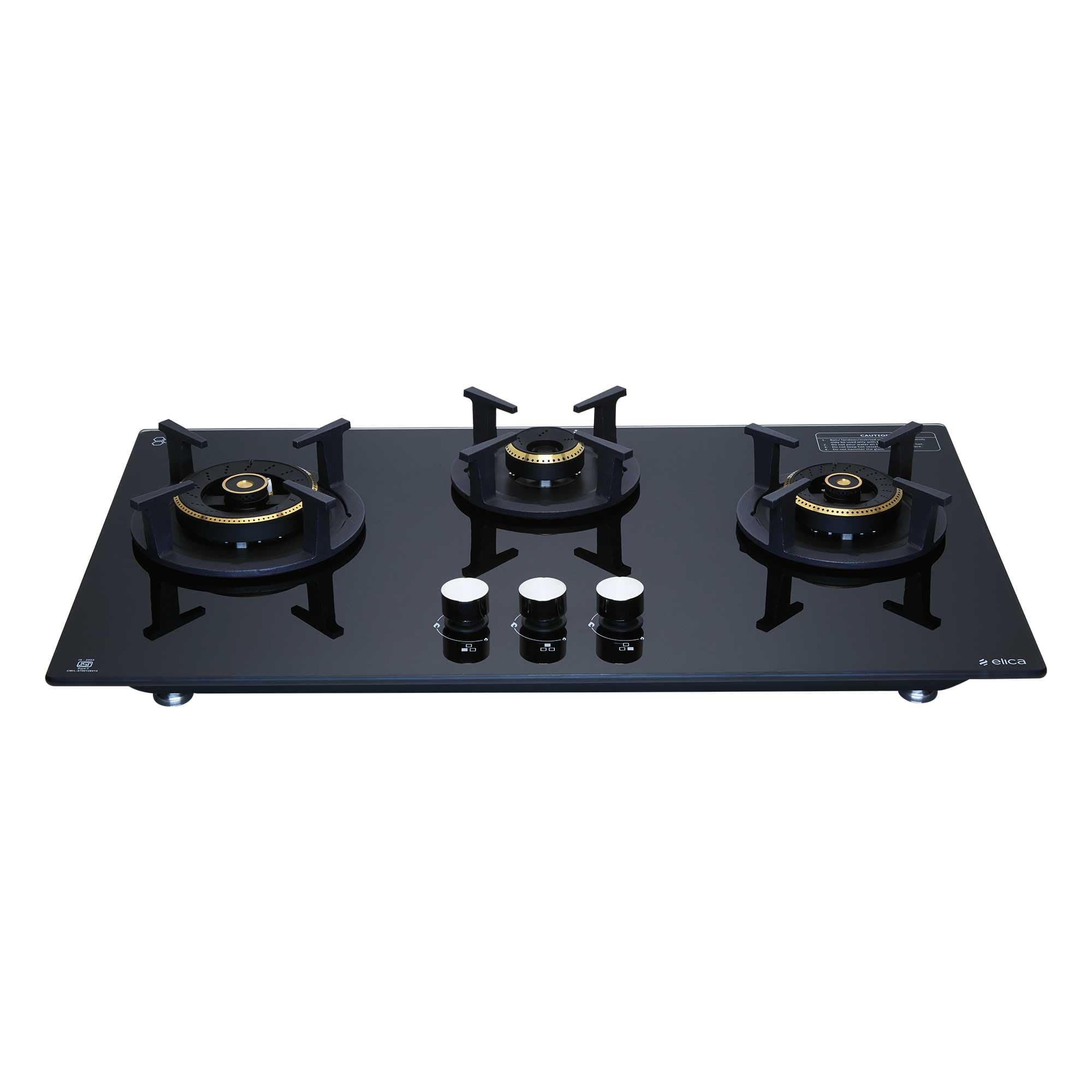 Elica 75cm 3 Burner Auto Ignition Hob | RG FLEXI DFS AB 3B 75 DX | 8 mm Toughened Glass, Direct Vertical Flame Brass Burners, Fully Sealed Burner Design, 2 Year Comprehensive Warranty