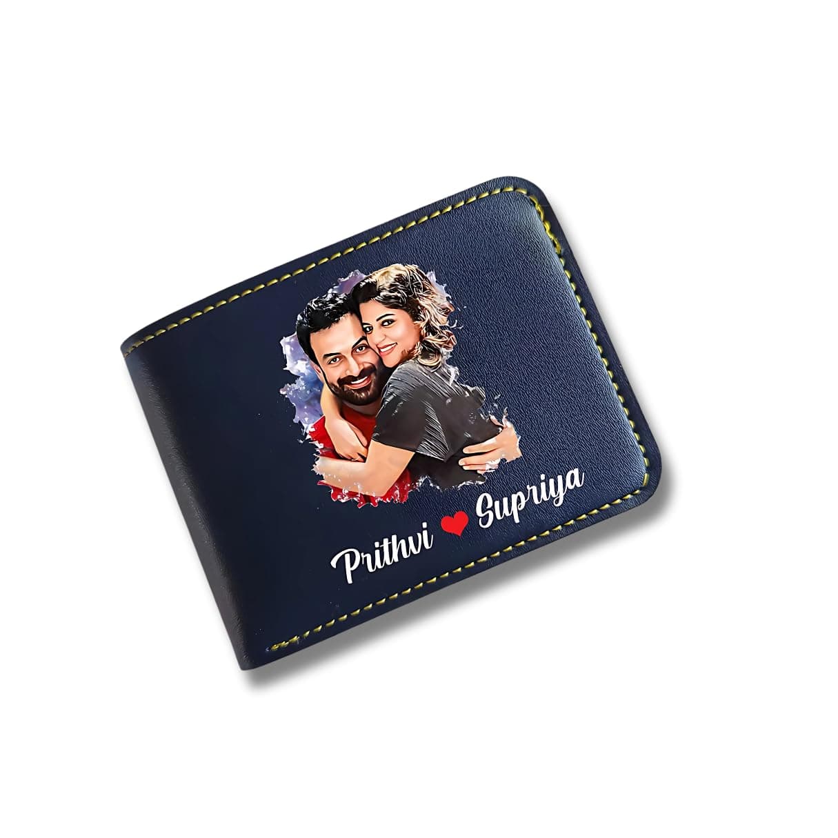 Thebaegift Personalized Leather Men's Customised Print Wallet with Customized Name and Your Chosen Image | Customizable with Name & Photo I Unique Birthday Marriage Gift for Men Boy Love Husband