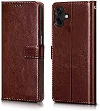 WOW IMAGINE Shock Proof Flip Cover Back Case Cover for Samsung Galaxy M17e 5G | F70e 5G | M07 | F07 | A07 | A07 5G (Flexible | Leather Finish | Card Pockets Wallet & Stand | Brown)