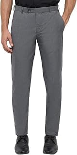 Park Avenue Men Slim Fit Stripe Pattern Polyester Blend Flat Front Formal Trouser