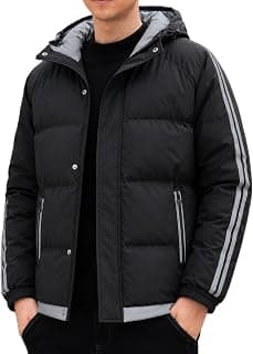 Blaq Ash Men's Hooded Puffer Jacket, Black, Quilted Winter Coat