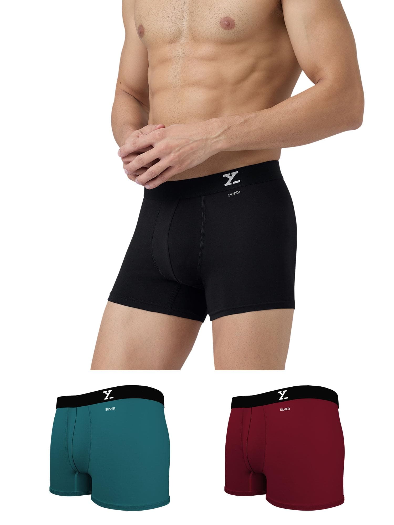 XYXX Men's Aero Super Combed Cotton Trunks | Antimicrobial, Regular Fit, No-Marks Waistband | Underwear for Men Combo (Pack of 3)