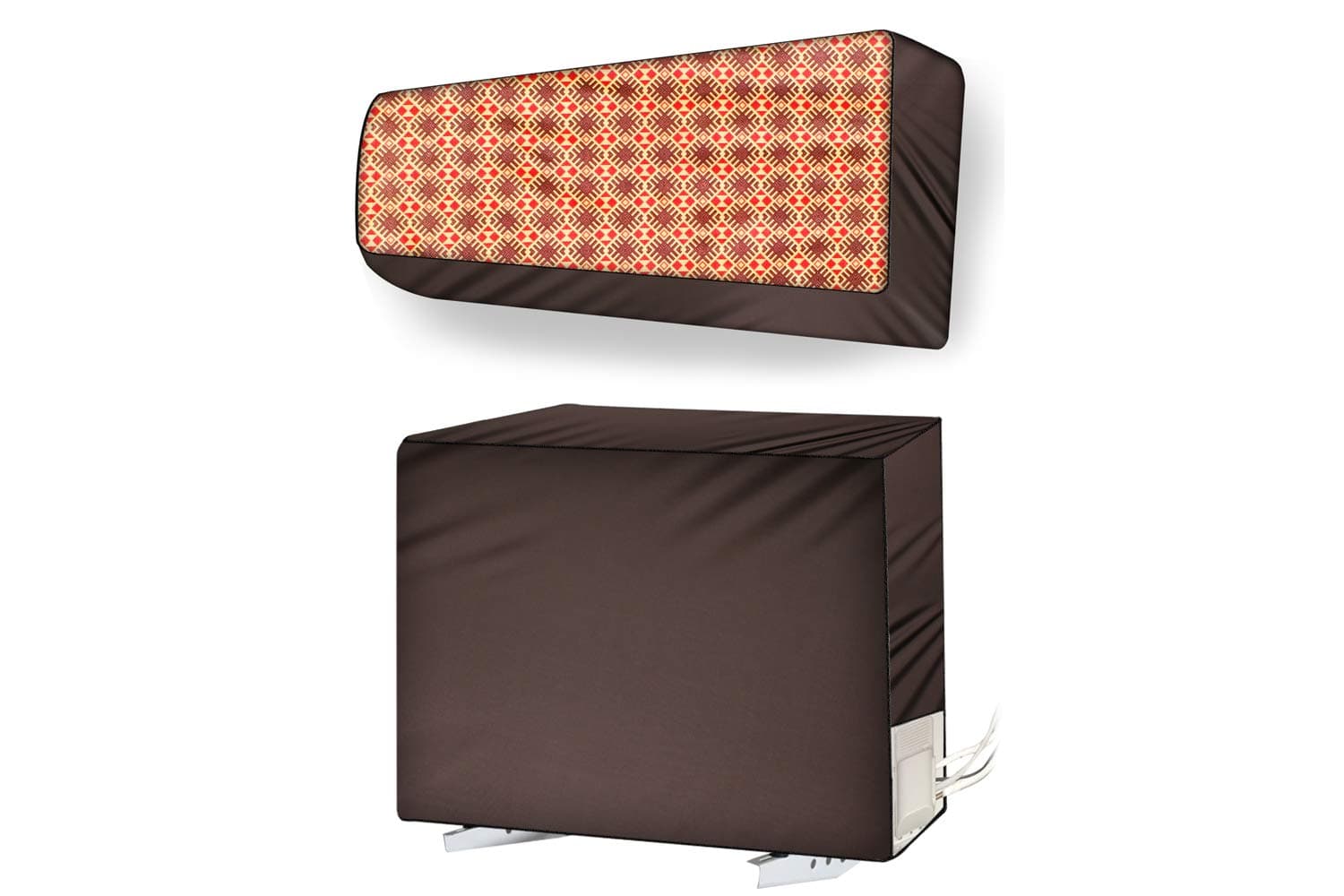 Stylista ac Cover Set of Indoor and Outdoor Unit for 2 ton Capacity Surface Pattern Brown