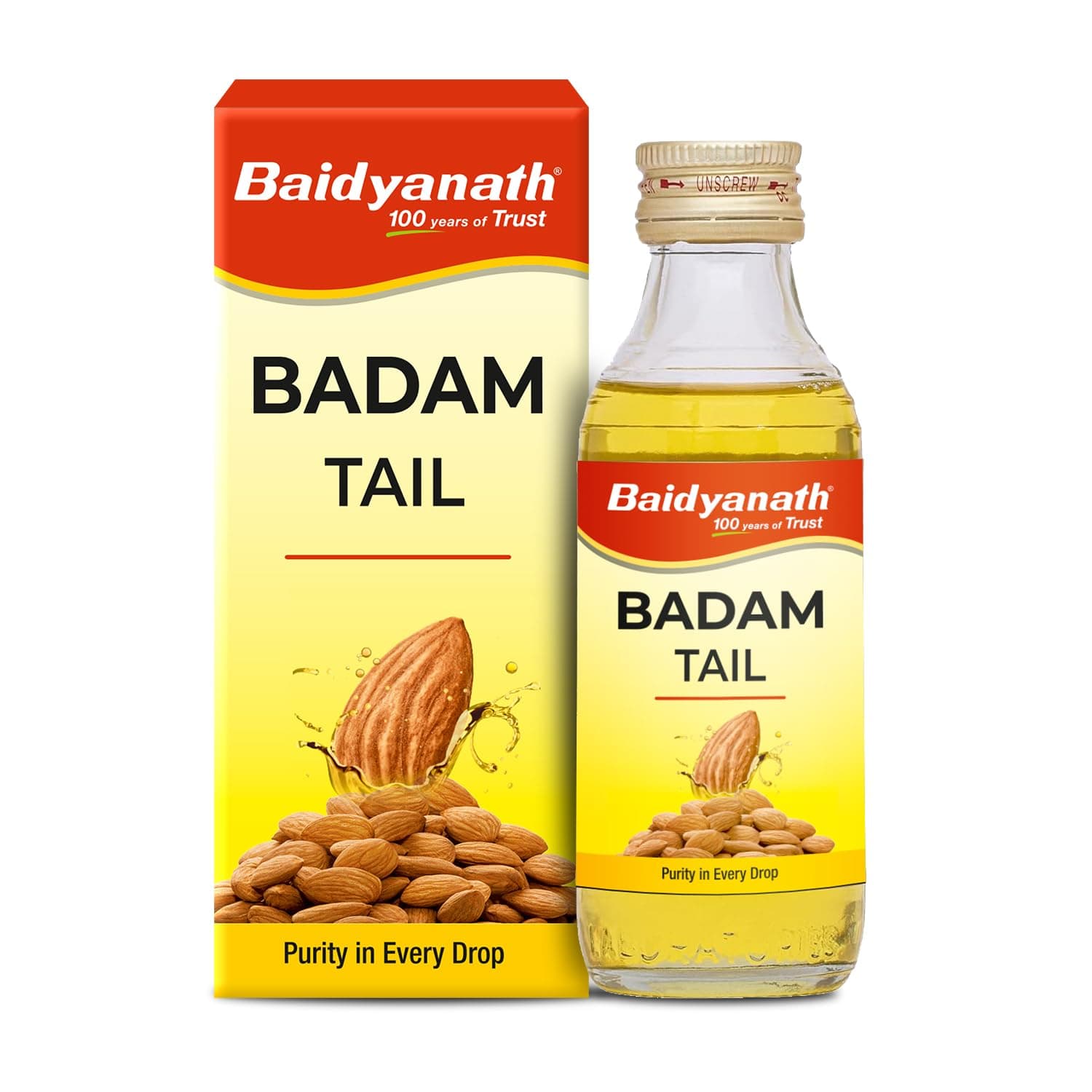 Baidyanath Ayurved Premium Badam Tail-100ml, Rich in Vitamin-E | Sweet Almond Oil for Healthy Hair & Glowing Skin | Helps & Improve Digestion | Naturally Sourced From Almonds (Pack of 1)