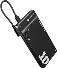 Portronics Luxcell Uno 10K 10000 mAh 22.5W Fast Charging Power Bank with Detachable Type C Cable, Ultra Slim Power Bank with Mach USB-A Output, Type C PD Output, Type C Input, Wake Up Button(Black)