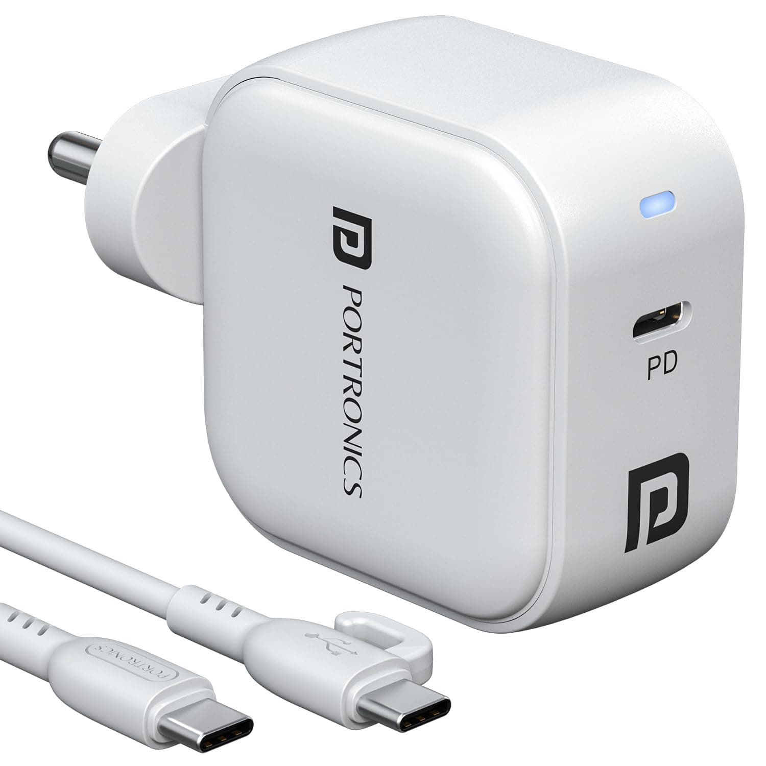 Portronics 45W Adapto 45C Type C SuperFast Charger Adaptor with Type C Cable, Best for Nothing,iPhone,Samsung Galaxy S24/S23/S22/S21/S20 (Ultra/Plus/Fe), Note(All Series), Z Fold/Flip/S/A/F/M Series