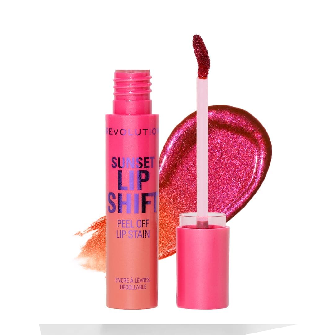Revolution Beauty London Natural Sunset Lip Shift Peel Off Lip Stain Flushed Pink | Transfer-Proof Long-Lasting Lip Tint | Lightweight Peel Off Formula | Friendly for All Indian Skin Tones- 3.6ml