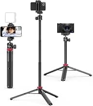 ULANZI MT-44 Extendable Phone Tripod, 44 Selfie Stick with 360° Ball Head, Compatible with iPhone, Sony, Canon, Gopro, Lightweight for Travel, Black