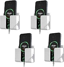 Prolet Wall Mounted Mobile Holder Storage Case for Remote, Wall Mounted Mobile Stand/Multi Purpose Stand with Hole for Phone Charging (White-P4, Pack of 4)
