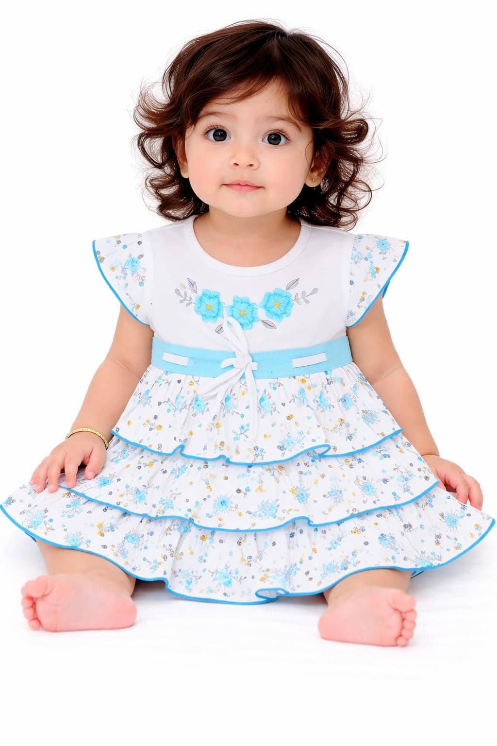 NammaBaby Baby Girl's Cotton A-Line-111-138 Midi Dresses (FROCK-111-138_Blue-111