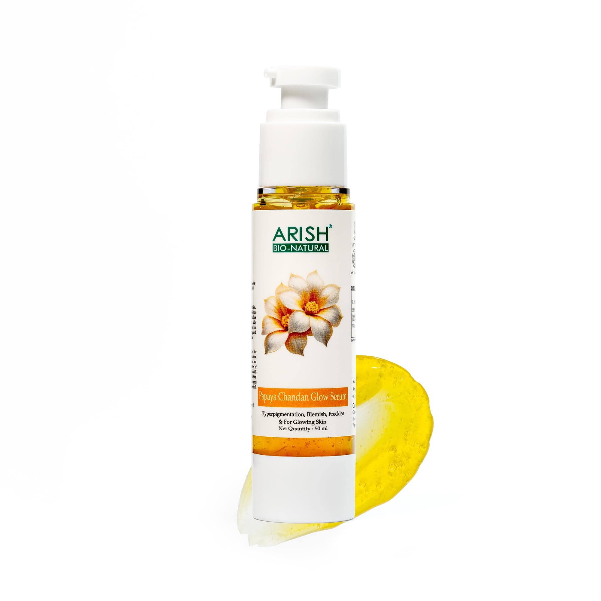 Arish Bio-Natural Papaya Chandan Glow Serum, 50 Ml | Targets Dark Spots & Uneven Pigmentation