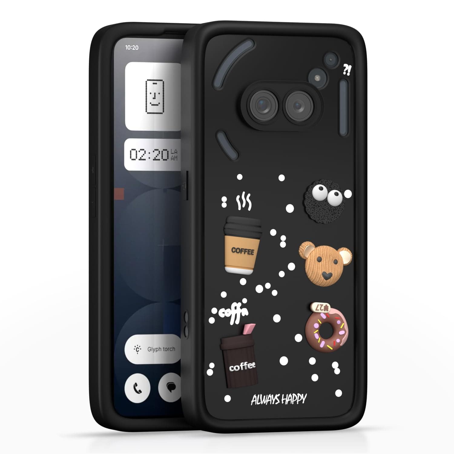 Amazon Basics Back Cover for Nothing Phone 2A / Nothing Phone 2A Plus | Cute Fun Cartoon 3D Bear Silicone Full Body Protection Bumper case (Black)