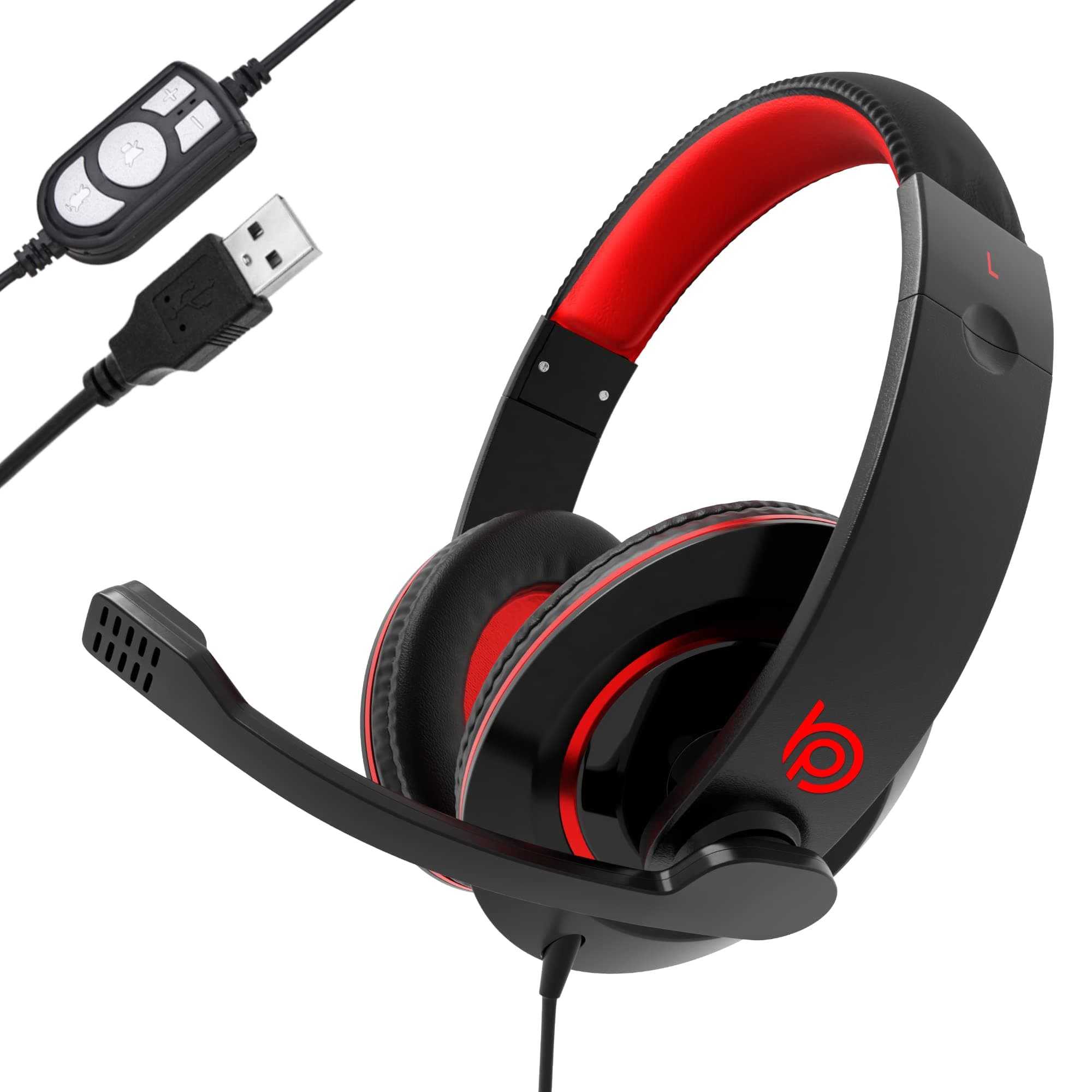BigPassport USB Wired Over-Ear Headphones with Mic | Noise-Cancelling Headset for PC, Laptop, Office, Zoom, Skype, Online Classes, Call Center – Pro-Boom 722 (Black)