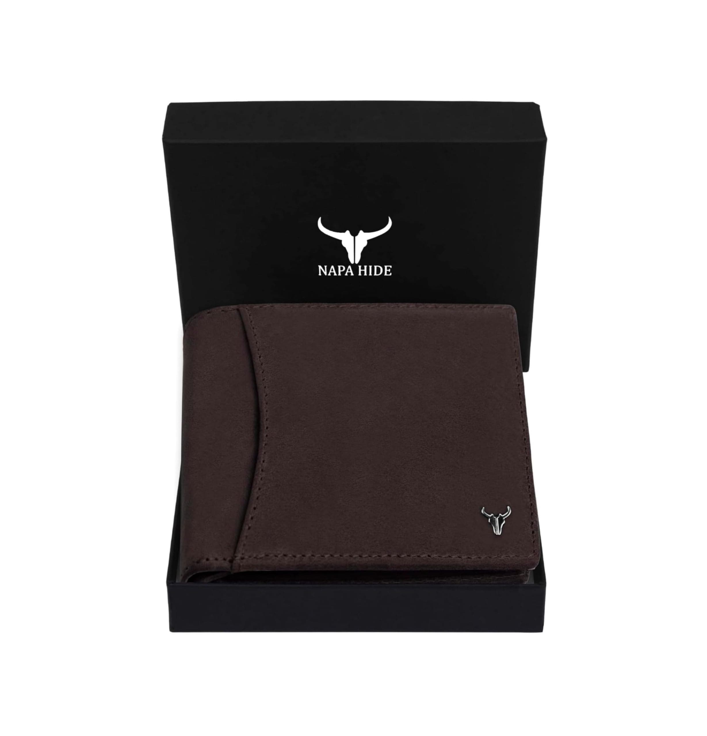 NAPA HIDE Top Grain Genuine Leather Wallet for Men (BROWNHUNTER)