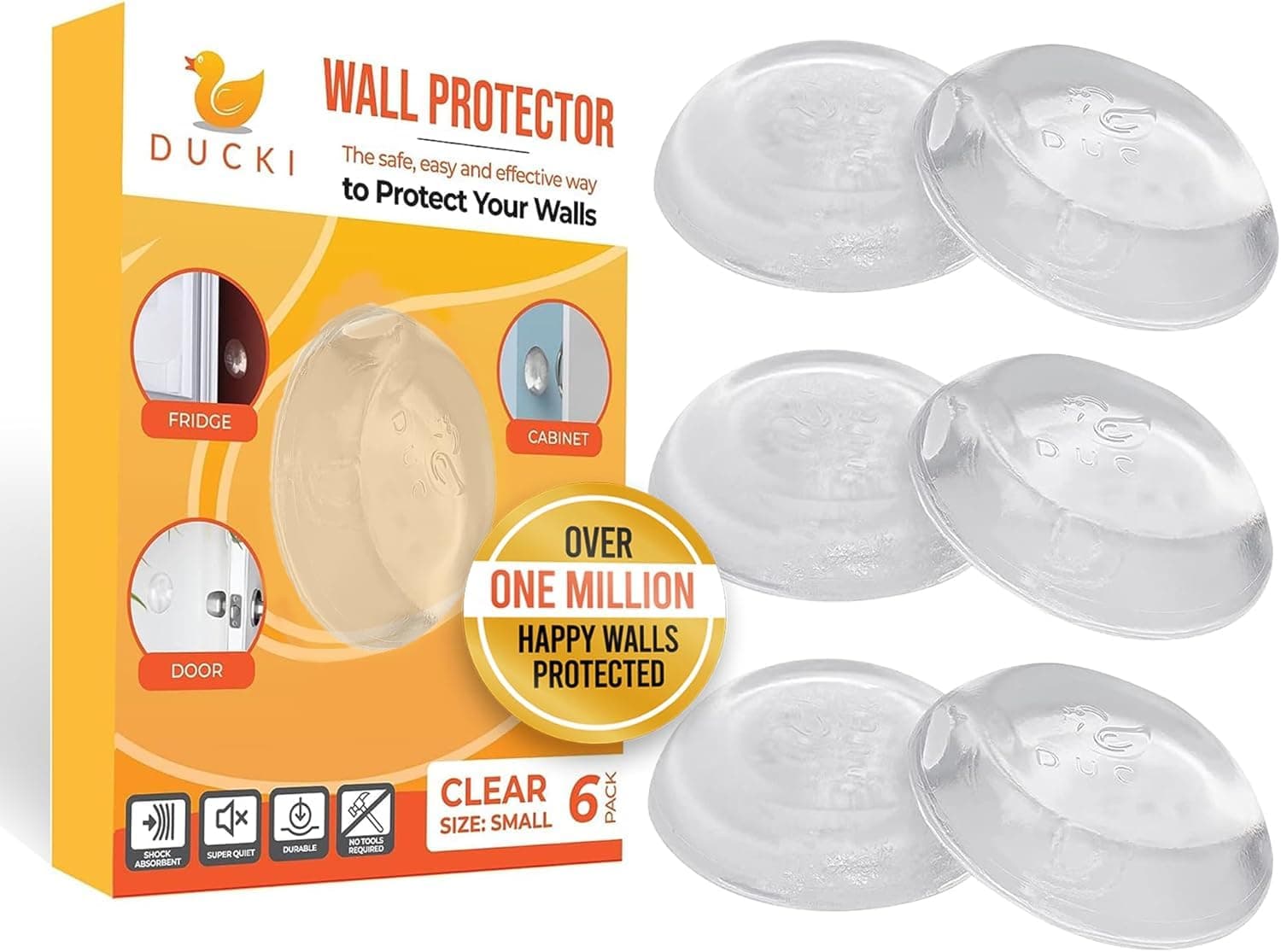 Bonzella 6pcs Transparent Round Silicone Door Stopper Wall Protector, Clear Strong Adhesive Rubber Door Knob for Wall Damage & Noise | Durable, Shock Absorbent & Discreet, Guard Door Bumper