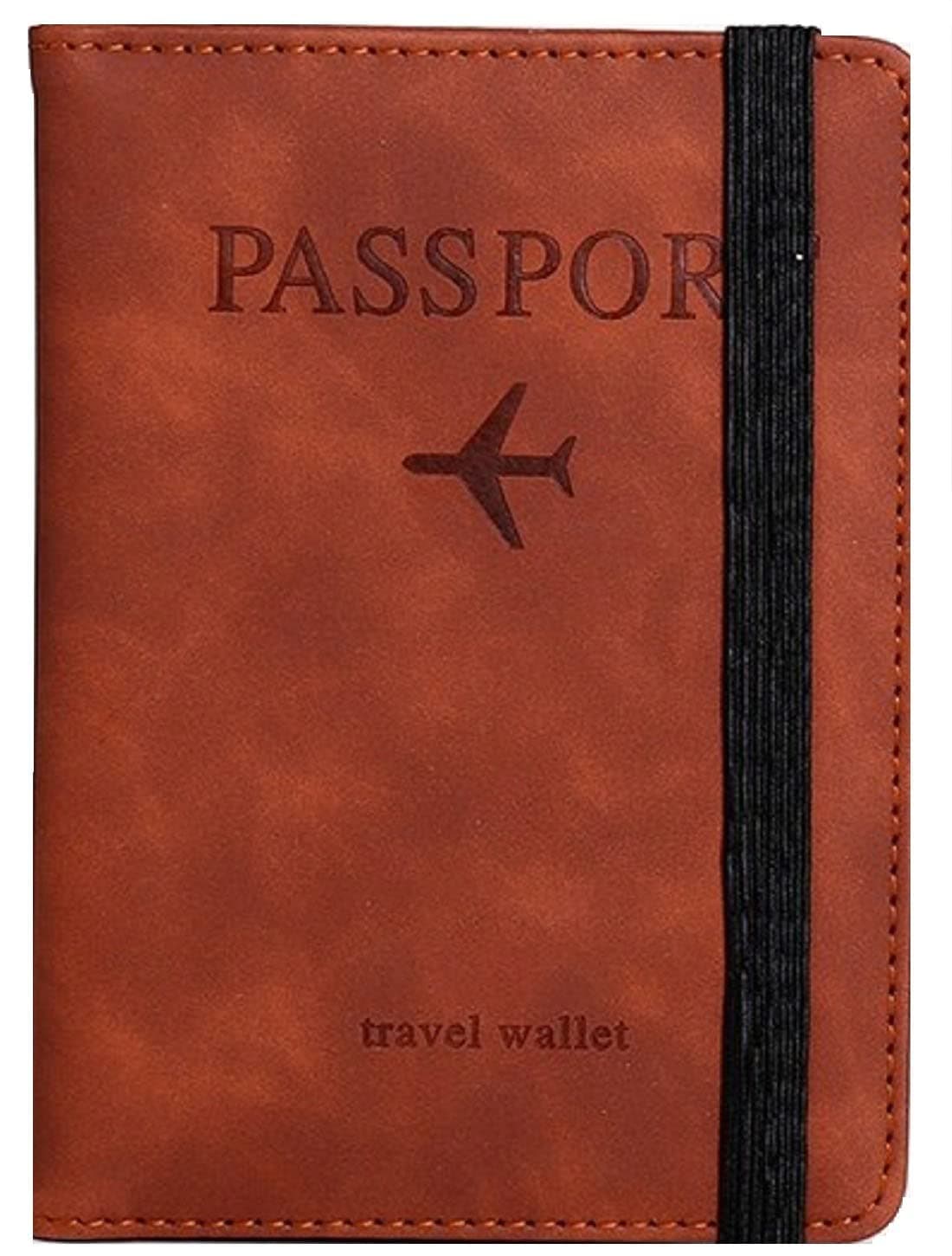 VOGARD Slim Leather Travel Passport Wallet Casual Solid Credit Card Holder Money Wallet ID Multifunction Documents Flight License Purse - Tan……
