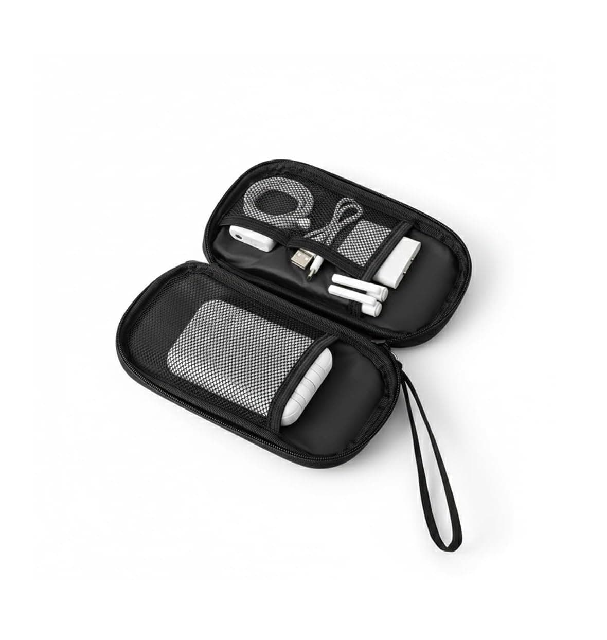 WildHorn Waterproof PU Electronic Organizer Pouch | Portable Travel Gadget & Cable Storage Bag for Power Bank, HDD, Charger & Digital Accessories (Black)