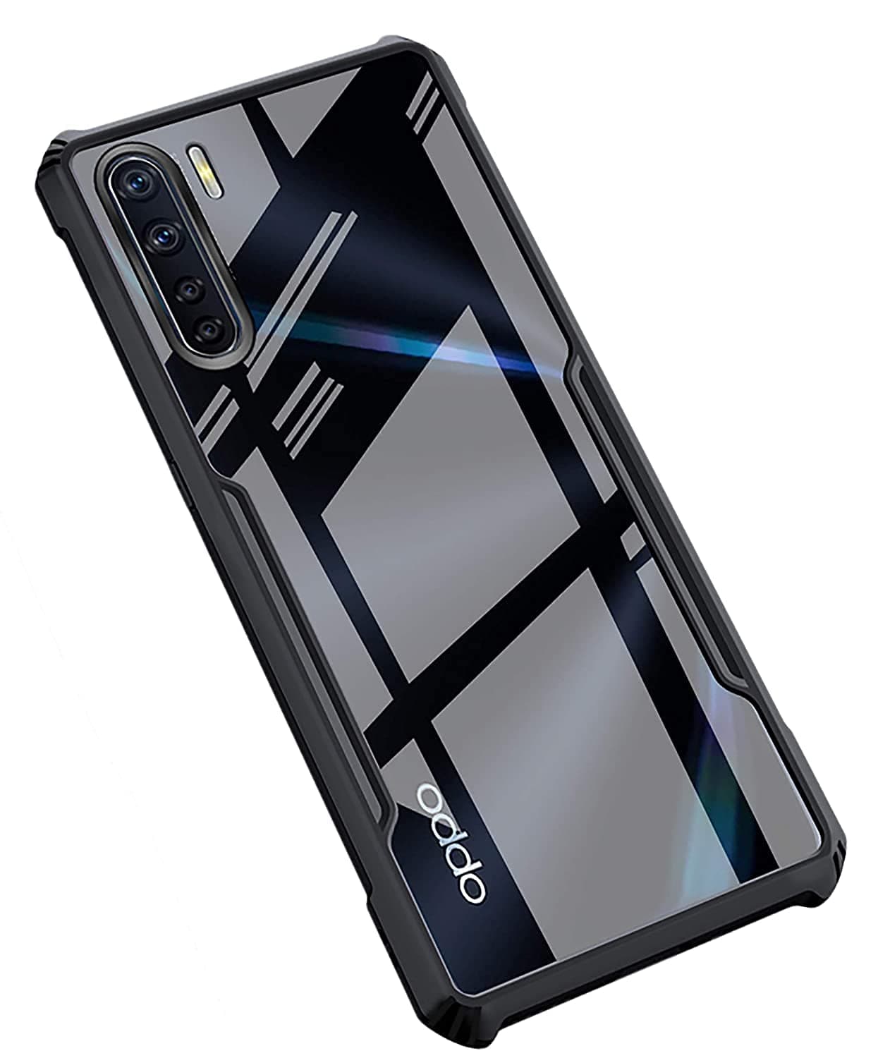 Amazon Brand - Solimo 360 Degree Protection Black Border Back Cover for Oppo F15 - Black