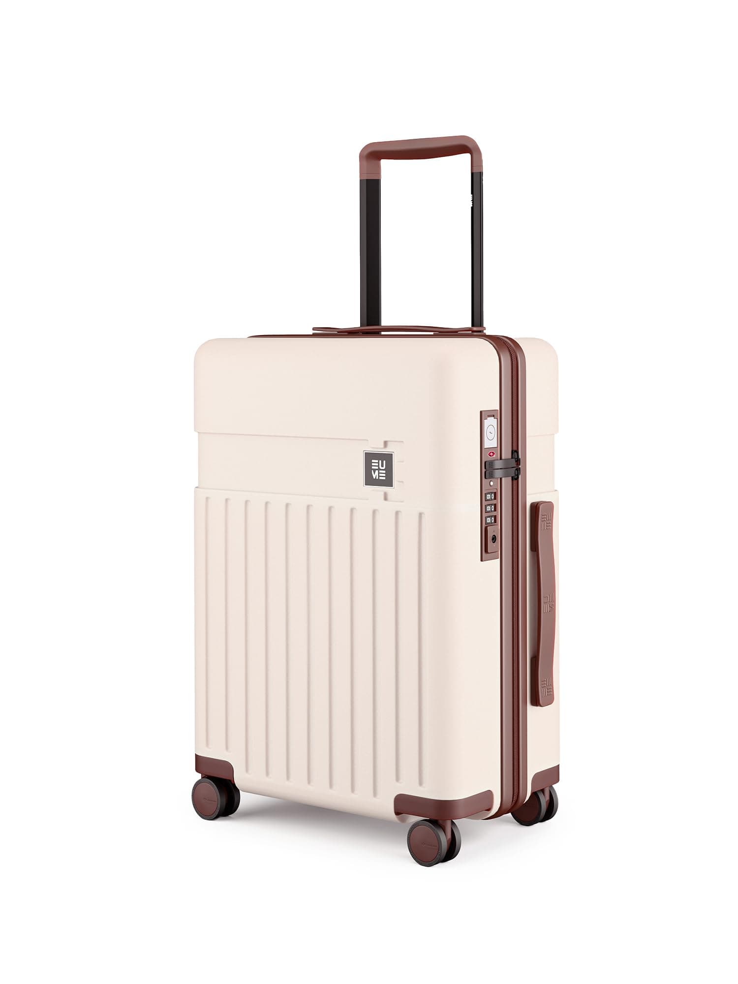 EUME Classic Cabin 55 Cm Trolley Bag Small Size for Travel, Mocha White | Polycarbonate (PC) 8 Hinomoto Wheels Suitcase | Small Trolley Bag for Luggage