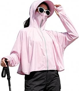 Generic UPF 50+ Sun Protection Jacket for Women, Lightweight UV Blocking Hoodie with Full Zip, Long Sleeve Outdoor Jacket for Hiking, Fishing, Camping & Travel (Pink-Oversized-1Pc)